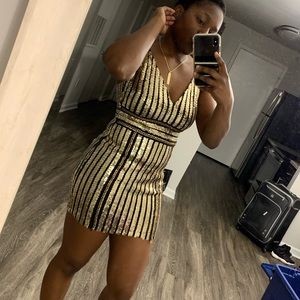 Gold Sequin Mini Dress